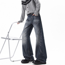 【现货】XZ612-K5130-特P49春款美式复古猫须水洗直筒牛仔裤蓝，男装牛仔裤，星座612