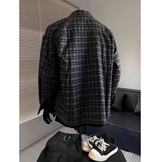 美式vintage格子衬衫男高街叠穿长袖衬衣cleanfit外套WLC400-P38，男装衬衫，星座1008