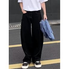 弯刀蟒黑色牛仔裤阔腿男女裤子直筒休闲裤大口袋N895，男装牛仔裤，星座1116A（原606A-3）
