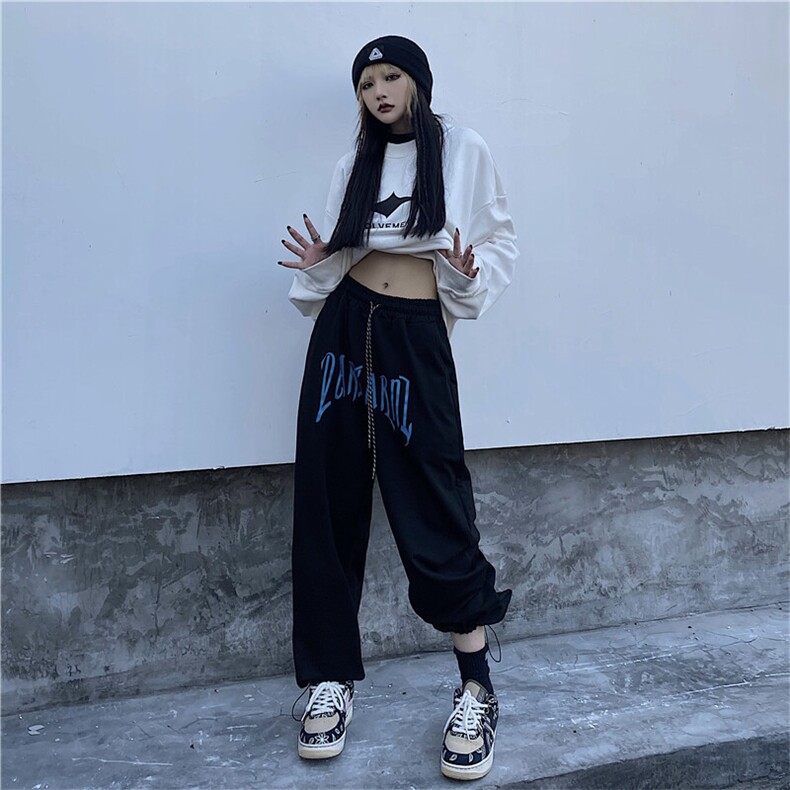 秋季新款宽松束脚休闲裤女卫裤垂感显瘦直筒休闲KK308-P45,男装休闲裤,星座911-3