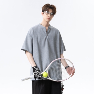 2026夏季新款领口拉链设计短袖男宽松运动T恤25XT77238特批20图片