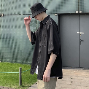 XH28男士休闲潮流明显衬衫外套青少年学生宽松衬衣个性男装夏秋潮图片
