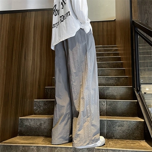 慵懒风宽松阔腿休闲阔腿裤男女日系直筒高腰垂感运动裤Ek244-p36