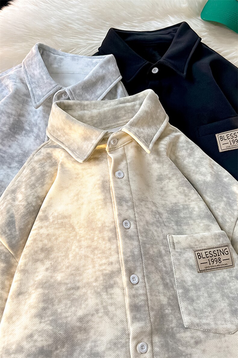 8XL-M秋冬款加绒加厚衬衫男做旧脏脏保暖外套大码衬衣CS29002P65,男装衬衫,电商B312
