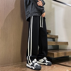 港风美式卫裤宽松休闲两条杠松紧拖地卫裤XZ302B-1-K23306P45，男装休闲裤，星座302B-1