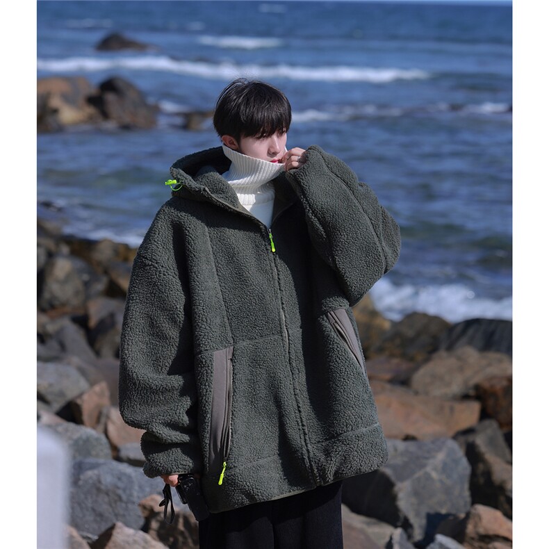 2025冬季休闲简约男士拉链羊羔毛外套棉服M2063/P105控149-100涤，男装棉衣，电商A148