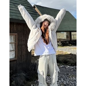 加厚毛领连帽棉衣外套防风带毛保暖棉服派克服女 M8360图片