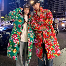 长款棉衣外套东北大花风保暖防寒棉袄情侣装A168-ZSM08-120，男装棉衣，电商A168