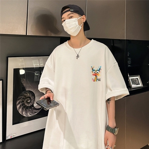 港风 24夏款个性百搭小龙印花圆领短袖T恤 T61122 P25控38图片