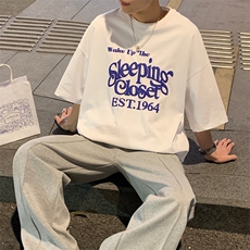 短袖t恤男士夏季装美式宽松上衣服潮牌潮流2023新款T0160-P40，男装T恤，星座308B-2