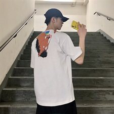 （挂拍砖墙）A090印花短袖男大码情侣款纯棉T恤100棉T068P35控48，男装T恤，电商A089-1
