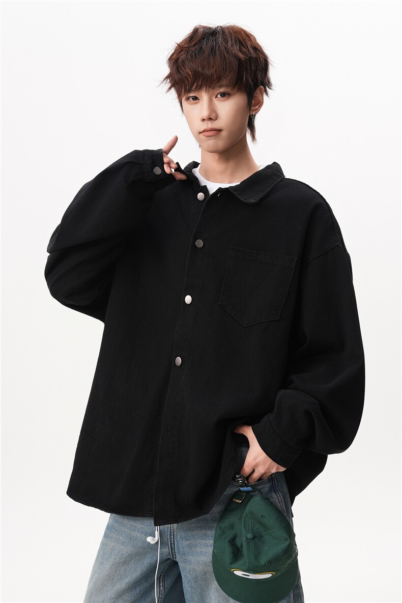 8XL-M特大码牛仔衬衫宽松浅蓝色牛仔外套男休闲衬衫CS502P68控88,男装工装外套,电商D206-1