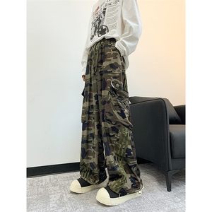 美式街头水洗做旧豹纹牛仔裤男宽松欧美高街vibe风长裤子N084-P43图片