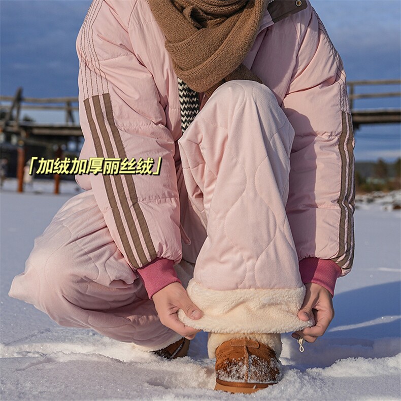加绒加厚棉裤男款冬季潮牌美式复古防寒保暖宽松阔腿拖地运动裤子图片
