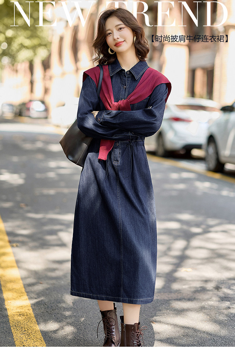 法式披肩女装连衣裙女装2025秋季新款时尚气质收腰显瘦两件套潮,女装连衣裙,E百度