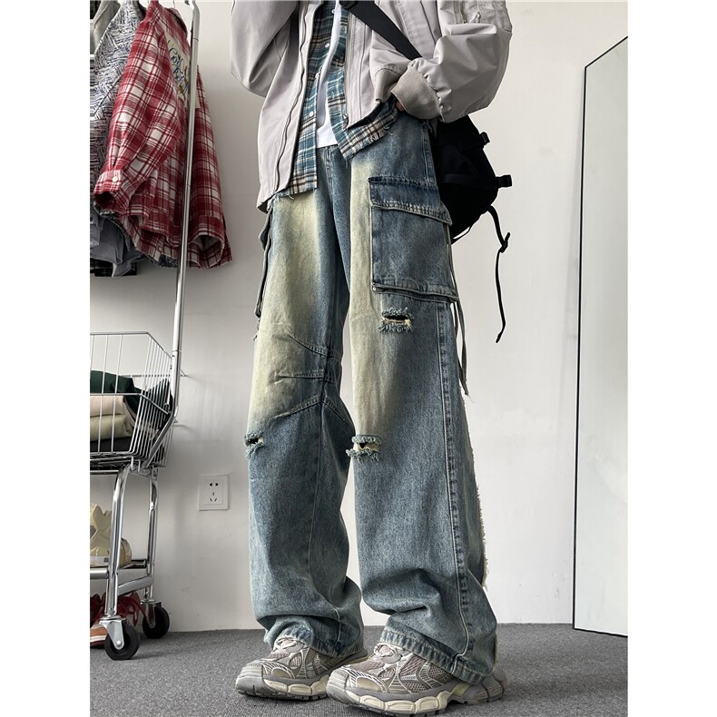 高街街头hiphop潮流设计工装牛仔裤百搭休闲裤N027-P55,男装牛仔裤,星座308B-2