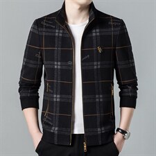 男士商务休闲格子夹克衫中年立领秋冬装新款外套上衣ASD8810-P260，男装夹克，电商B212（原钱塘6029）