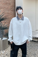 假两件卫衣男秋装2025新款潮流拼接撞色宽松长袖W4693-特价P35，男装卫衣，电商A007