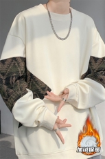 8XL-M民族风加绒加厚卫衣男款冬季拼接套头衫特大码外套WY005P58，男装卫衣，电商B312