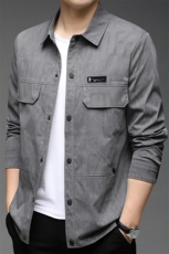 秋季男士翻领纯色薄款夹克上衣中年商务休闲百搭外套男装新款，男装夹克，电商B212（原钱塘6029）