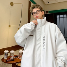 新款贴标PU皮立领棉服男加棉加厚机车服皮衣外套M91特P100控178，男装皮衣，电商A001
