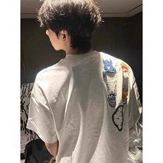 万针全刺绣工艺高品质260克双纱纯棉美式高街短袖T恤特P33，男装T恤，电商A486