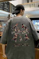 量大优可提供视频2024夏新美式短袖T恤HD019-1-T24260-P18，男装T恤，电商019-1