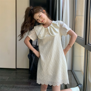 温柔风娃娃领夏季新款蕾丝刺绣甜美减龄连衣裙女182A8566P115K168图片
