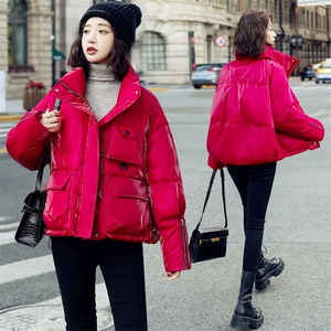 欧洲站短款羽绒服女2024年新款冬季亮面免洗小个子洋气外套白鸭绒图片