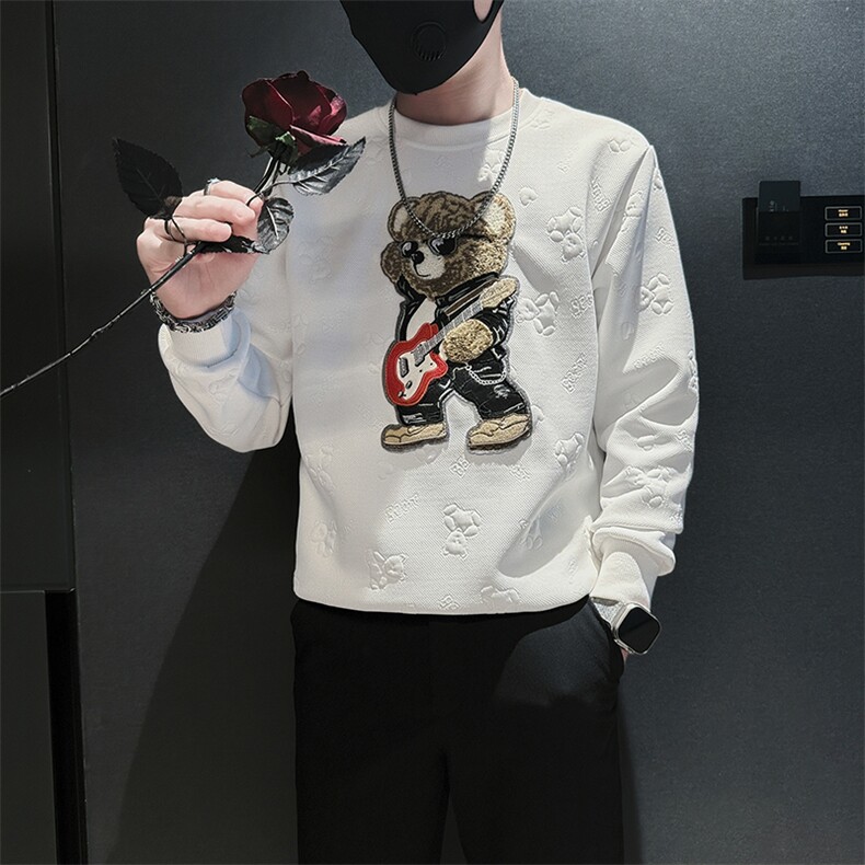 痞帅高级感小熊圆领卫衣外套男社会小伙店主风301C-WY46-P58控78,女装短外套,星座301C（原B323）