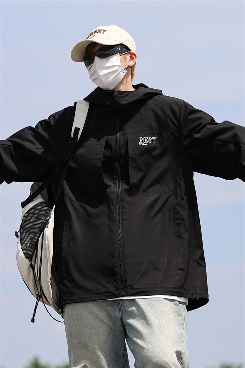 2024秋季新款连帽防水冲锋衣户外情侣外套J5036-P90控128,女装短外套,星座810(原QT5070)
