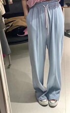 《DAVIDA》现货!简约纯色松紧腰系带休闲裤，女装休闲裤，DAVIDA