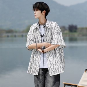 8XL-M花衬衫男款短袖夏季冰丝薄款花衬衣大码寸衫外套DC28013P38图片