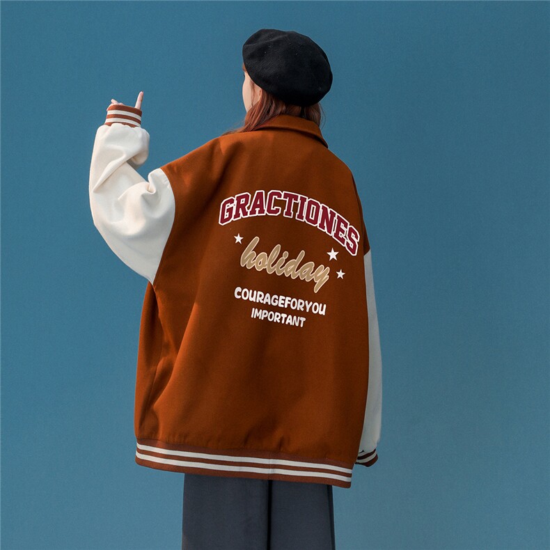 中性风23春季新品拼接翻领字母印花棒球服夹克外套G601P85控98,男装夹克,A247A