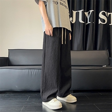春夏肌理感褶皱休闲直筒长裤K380-P48，男装休闲裤，星座703