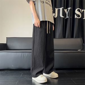 春夏肌理感褶皱休闲直筒长裤K380-P48图片