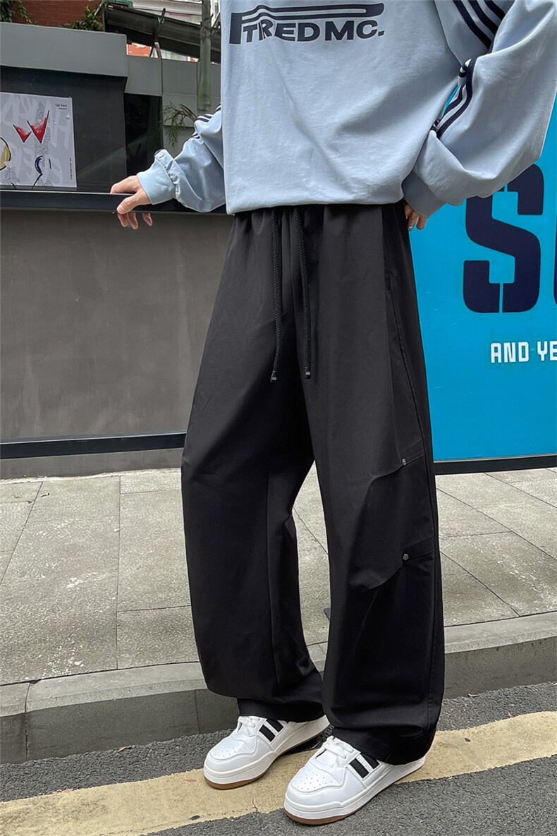 铆钉褶皱工装裤男秋季cleanfit美式高街直筒宽松港风拖地休闲长裤,男装工装外套,电商C305A
