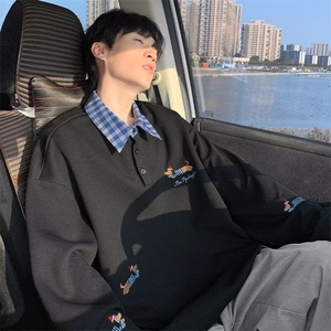 X90-P36华夫格刺绣腊肠狗长袖POLO衫男士夏季2025新款潮牌T恤i