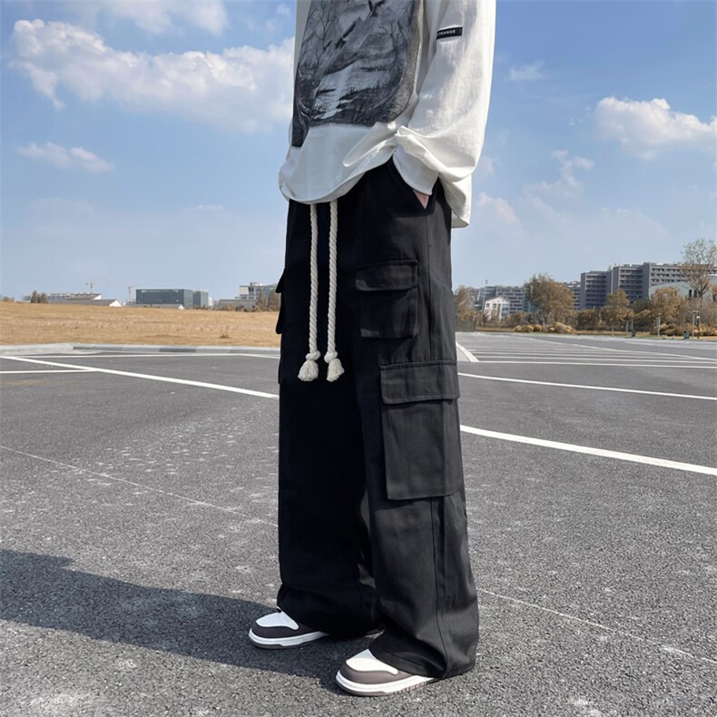 美式复古多口袋工装裤男直筒宽松日系休闲长裤K0100-P48图片