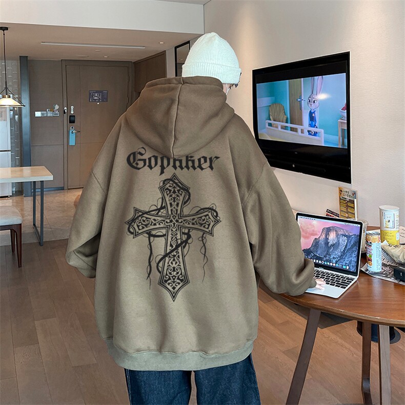秋季重磅华棉男士宽松时尚ovsise连帽卫衣XZ310B-W343-P50加绒P60,男装卫衣,星座313B-2