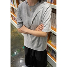 夏季设计感解构拼接短袖t恤男百搭正肩半袖小领口上衣潮TK6，男装T恤，星座1116A（原606A-3）