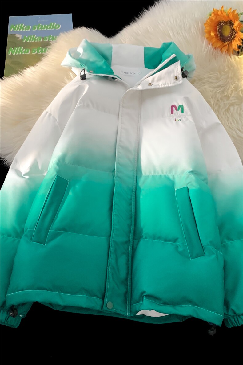 XZ230-1MY52冬款平铺宽松简约扎染渐变刺绣休闲连帽棉服P128控158,男装棉衣,星座230-1