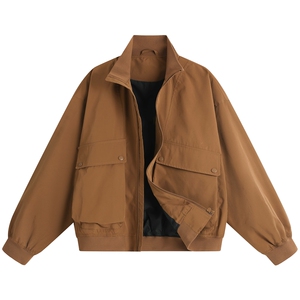 JK007敞开白底 大口袋工装教练飞行夹克 聚酯纤维(S-3XL)TP38图片