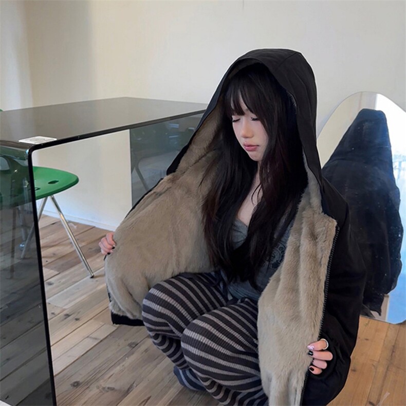 两面穿现货重磅短款座山雕棉衣男女双面穿毛毛绒棉服加厚外套,男装棉衣,电商A486