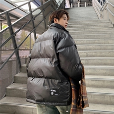 EQ331冬季立领美式港风亮光覆膜棉衣外套男宽松加厚棉服2024新款，男装棉衣，电商C306-1