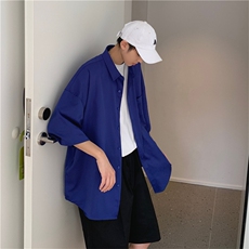 直播品质港风宽松短袖衬衫五分痞帅慵懒半袖衬衣A338-1D01P40，男装衬衫，电商D325