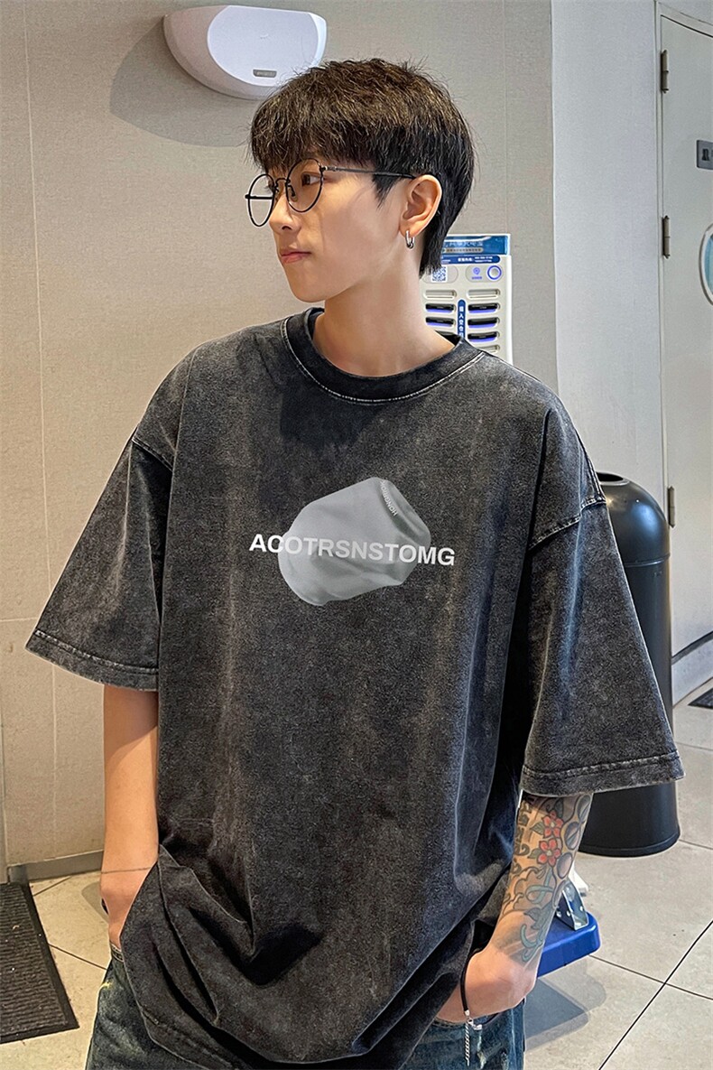 直播品质240克重磅水洗做旧短袖t恤男女SDX239-特P25控48,男装T恤,电商B367