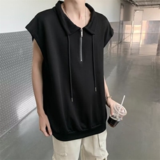 宽肩背心男夏季薄款马甲宽松半拉链立领无袖t恤运动坎肩BX11P35，男装背心/马甲，星座410-2