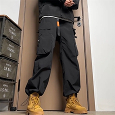 加绒工装裤男秋冬季加厚保暖休闲直筒裤子美式潮牌机能三防冲锋裤，男装工装外套，星座1611B