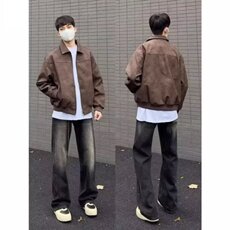 美拉德美式复古cleanfit外套男款春秋季猎装皮夹克短款垫肩机车服，男装夹克，星座1210-1